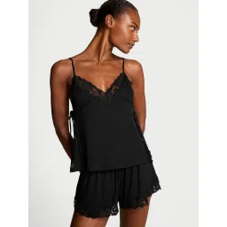 victoria's secret intimates Victoria's Secret Black Self Design Regular Shirt and Shorts (Set of 2) image 1