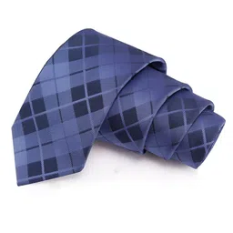 PELUCHE Men Blue Checked Broad Tie image 5