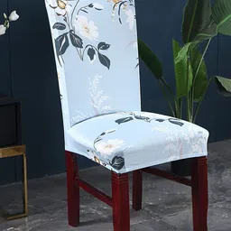 HOUSE OF QUIRK Turquoise Blue & Grey Printed Stretchable Removable Chair Covers image 2