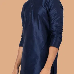 ROOTED LIBAAS Mandarin Collar Indigo Straight Kurta with Churidar image 2