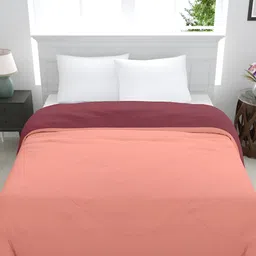 GYT Maroon & Peach-Coloured Microfiber Mild Winter Double Bed Comforter image 4