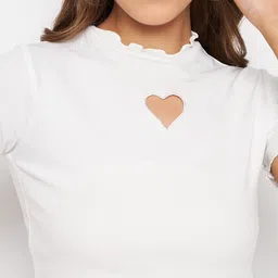 Uptownie Lite Stretchable High Neck Heart Cut-Out Crop Top image 4