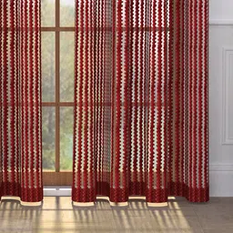 Story@home Red Set of 2 Sheer Semi 200GSM Door Curtains image 2