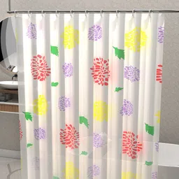 Kuber Industries 2-Pcs Yellow & Pink Printed Shower Curtains image 2