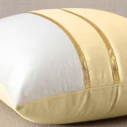 AEROHAVEN Cream-Coloured & Gold-Toned Set of 2 Velvet Square Cushion Covers image 3