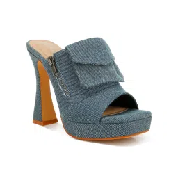 London Rag Denim Pouch Detail Blue Sandal Heels-picture-15