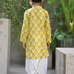 Fayon Kids Boys Floral Printed Regular Pure Cotton Kurta with Dhoti Pants image 3