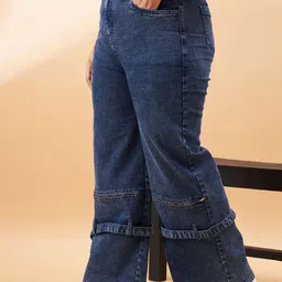 SASSAFRAS Curve Women Plus Size Comfort High-Rise Light Fade Stretchable Jeans image 3