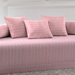 Arrabi Set Of 6 Pink & White Printed Diwan Set image 3