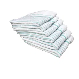 Athom Living White & Green 6 Pieces Striped 150 GSM Cotton Soft Hand Towels image 2
