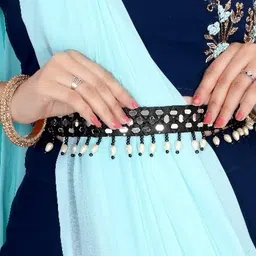 fomo SPARSHMART black color small Mirror WorkCloth Fashion Kamarband For Women & Girls (Waist Belt and Belly Chain) image 2