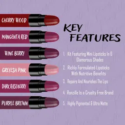 Ronzille 6 Pcs Too Glam To Give A Damn Matte Bullet Lipsticks 1g Each - Purple Edition image 5