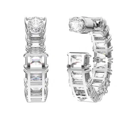 SWAROVSKI Woman White Contemporary Half Hoop Earrings image 2