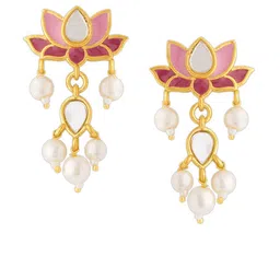 Voylla Gold-Plated Floral Drop Earrings image 2