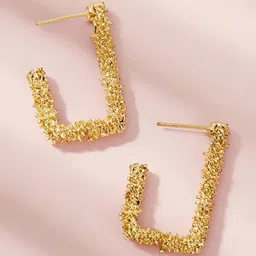 Pinapes Gold-Plated Geometric Half Hoop Earrings image 2