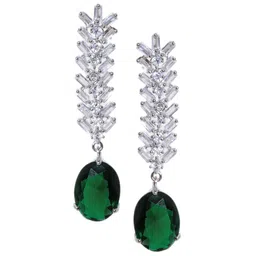 Rubans Rhodium-Plated Zircon Contemporary Drop Earrings image 3