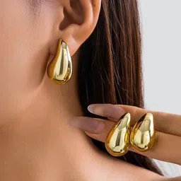 Celestique Gold-Plated Teardrop Shaped Studs image 2