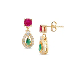 Zavya Gold Plated 925 Pure Sterling Silver Cubic Zirconia Drop Earrings image 2