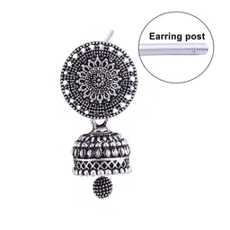 MEENAZ Set Of 4 Silver-Plated Peacock Shaped Jhumkas image 5