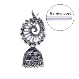 MEENAZ Set Of 2 Silver-Plated Oxidised Jhumkas image 5