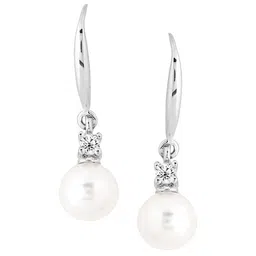Yellow Chimes Crystal Silver Plated Pearl Drop Earrings image 4