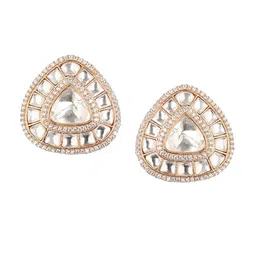 Saraf RS Jewellery Gold-Plated Triangular Studs Earrings image 2