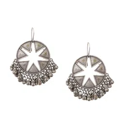 VENI 92.5 Silver Plated Oxidised Drop Earrings image 4