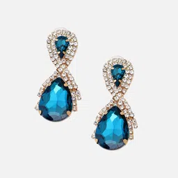 SOHI Blue Teardrop Shaped Drop Earrings image 2