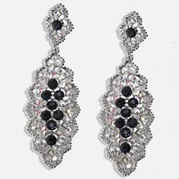 SOHI Silver-Plated Oxidised Drop Earrings image 2