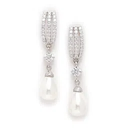 Clara Woman 92.5 Silver-Toned Contemporary Pearl Earrings image 2