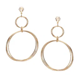 CHOCOZONE Set Of 2 Gold-Toned & Maroon Contemporary Drop Earrings image 3