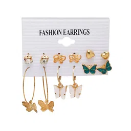 DressBerry Set Of 6 Gold-Plated Contemporary Drop Earrings image 2