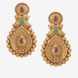 Kushal's Fashion Jewellery Gold-Plated Contemporary Drop Earrings image 2