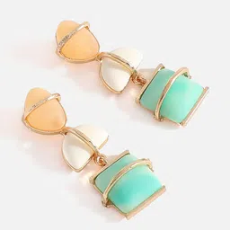 SOHI Gold-Plated Contemporary Drop Earrings image 2