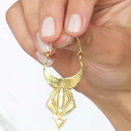 Studio One Love Brass-Plated Contemporary Hoop Earrings image 2