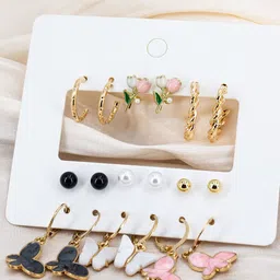 DESTINY JEWELS Set Of 9 Gold Plated Spherical Shaped Studs image 4