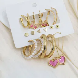 DESTINY JEWELS Set Of 9 Gold-Plated Spherical Shaped Studs image 3