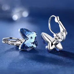 Yellow Chimes Blue Crystal Butterfly designed Clip On Earrings image 4