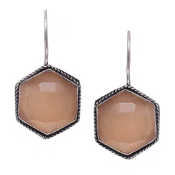 Saraf RS Jewellery Peach-Coloured Geometric Drop Earrings image 2