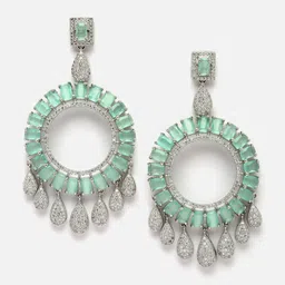 ZENEME Sea Green Circular Drop Earrings image 2