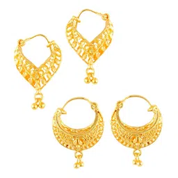 MEENAZ Set of 2 Gold-Plated Hoop Earrings image 3