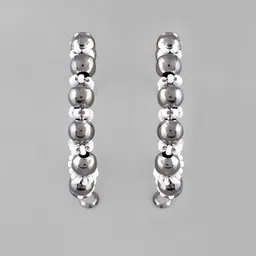 VOJ Silver-Plated Beaded Circular Hoop Earrings image 3