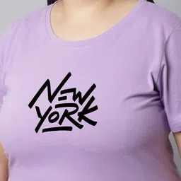 UnaOne Plus Size Typography Printed Regular Fit Cotton T-shirt image 3