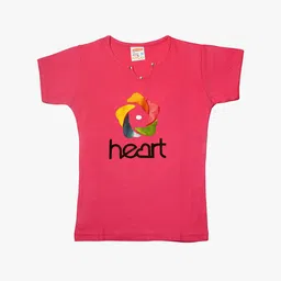 TINY HUG Girls Pack Of 5 Multicoloured Graphic Printed Slim Fit T-shirts image 2