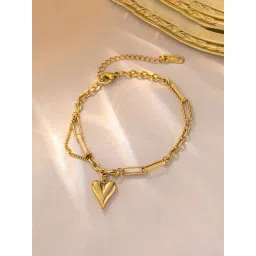 Jewels Galaxy Gold-Plated Anti Tarnish Heart Charm Bracelet image 2