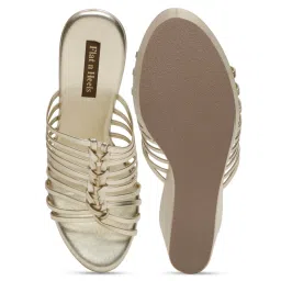 Flat n Heels Women Casual Wedges Gold image 2