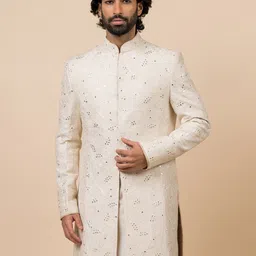Tasva Men Off White Embroidered Sherwani Set image 4