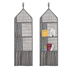 Kuber Industries 2 Pcs Grey Printed Wall Hanging Letter Holder Organiser-picture-42