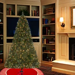 Home Heart Red & Beige Round Double Layered Christmas Tree Skirt Festive Decor image 2