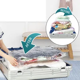 Kuber Industries Transparent 4 Pieces Vacuum Storage Bags With Hand Pump image 2